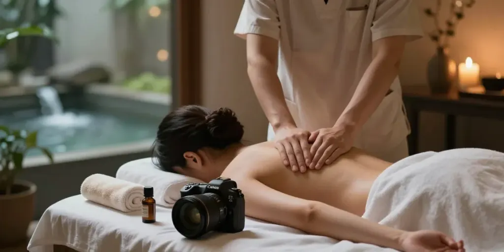 Massage session featuring 홍대출장마사지 for relaxation in a serene spa setting.